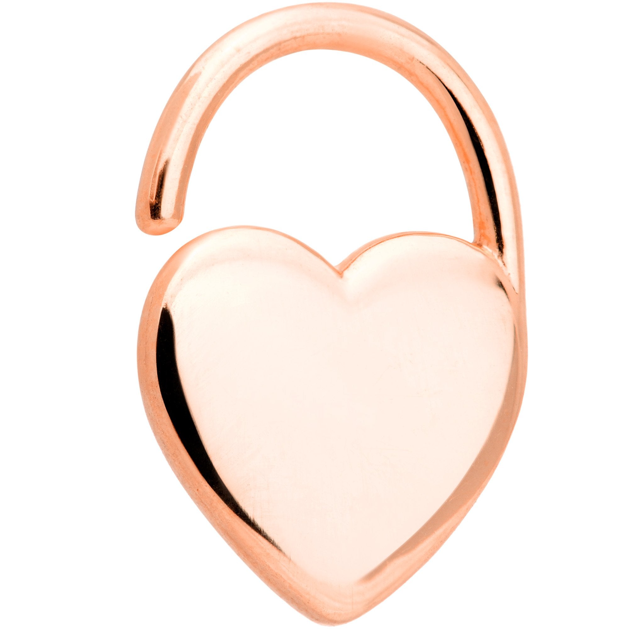 BodyCandy 16G 5/16 Rose Gold Tone Padlock Heart Closure Ring — main product shot