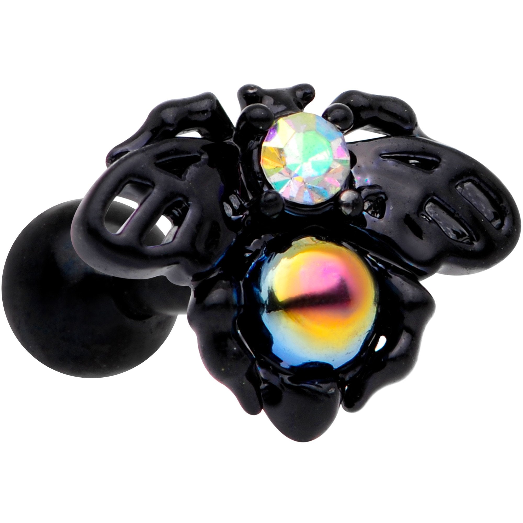 BodyCandy 16G 1/4 Aurora Gem Black Busy Bee Cartilage Tragus Earring — main product shot