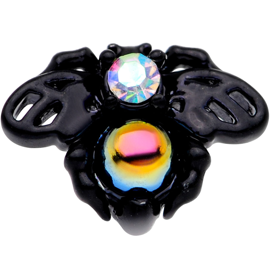 BodyCandy 16G 1/4 Aurora Gem Black Busy Bee Cartilage Tragus Earring — detail and construction