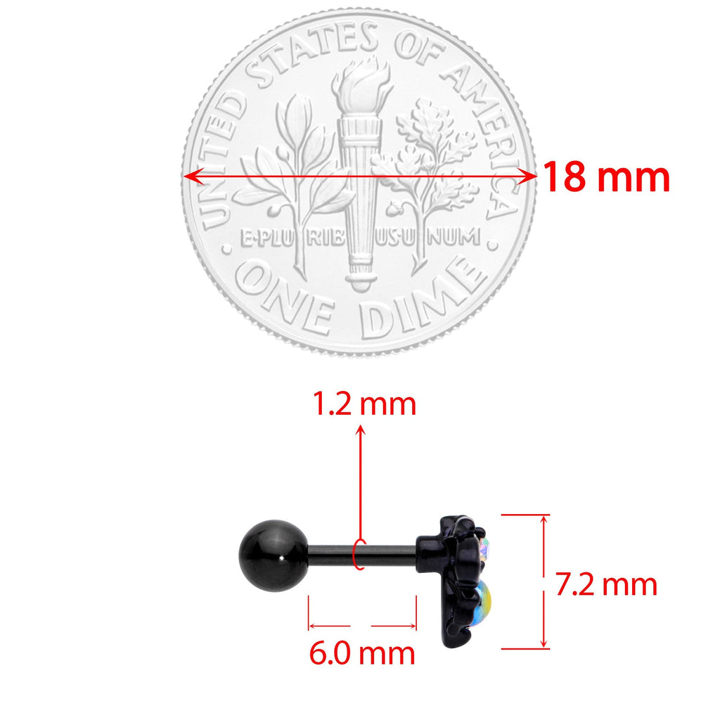 BodyCandy 16G 1/4 Aurora Gem Black Busy Bee Cartilage Tragus Earring — branding close-up