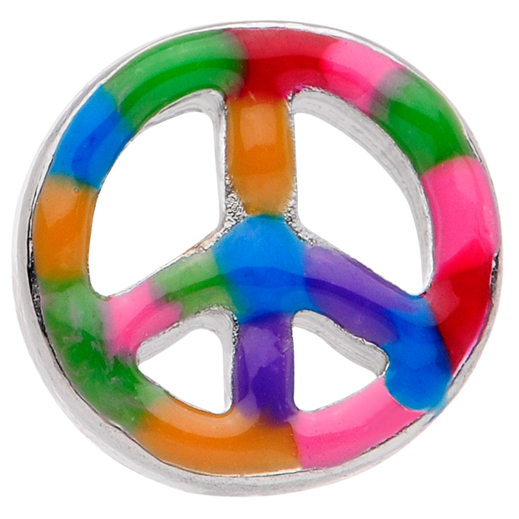 BodyCandy Hippie Rainbow Peace Sign Barbell Tongue Ring — detail and construction