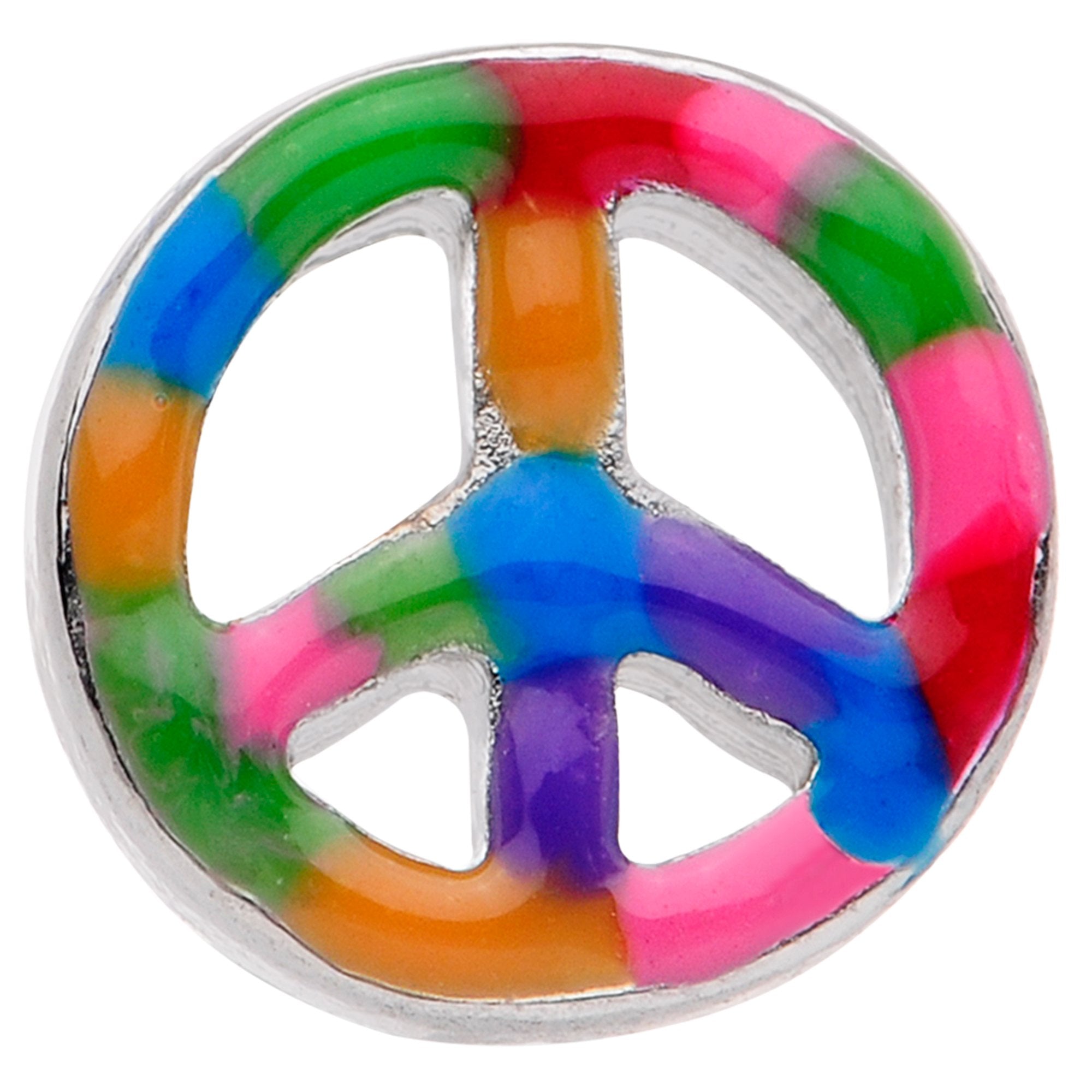 BodyCandy Hippie Rainbow Peace Sign Barbell Tongue Ring — detail and construction