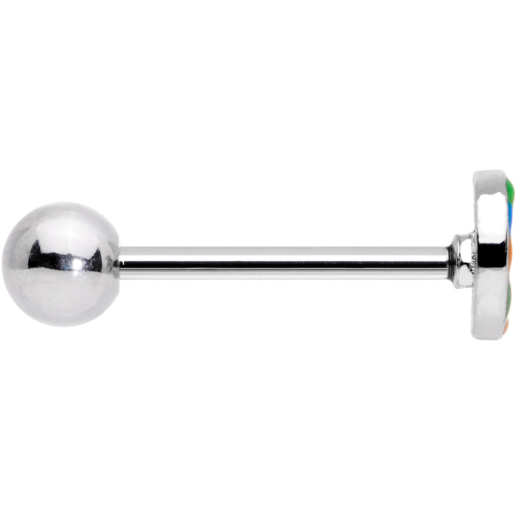 BodyCandy Hippie Rainbow Peace Sign Barbell Tongue Ring — lifestyle context