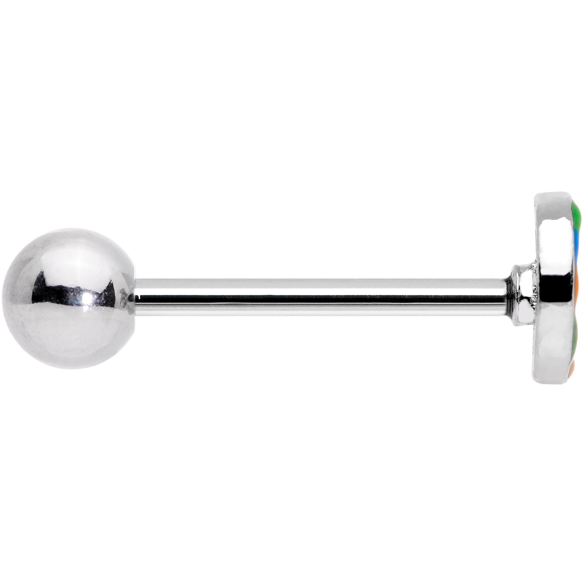 BodyCandy Hippie Rainbow Peace Sign Barbell Tongue Ring — lifestyle context