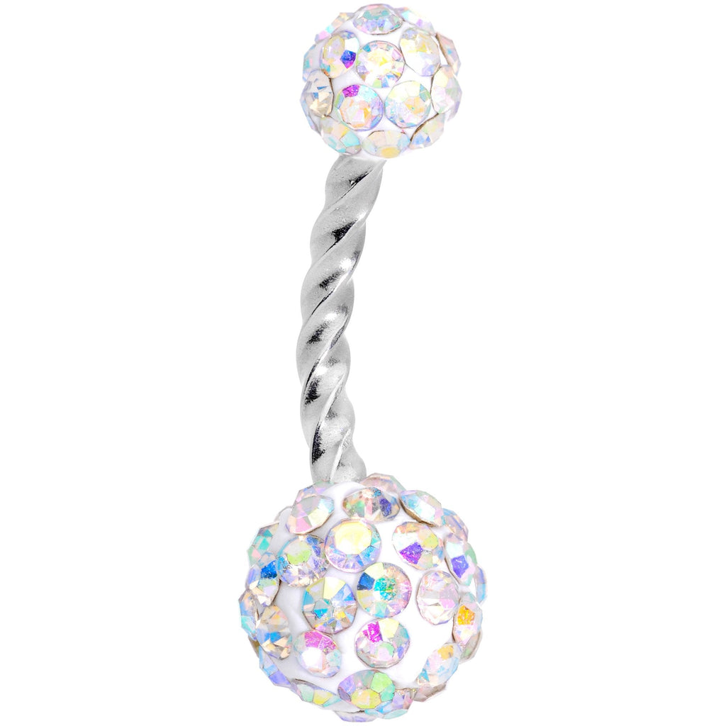 BodyCandy Aurora Gem White Faux Opal Disco Ball Twisted Belly Ring Set of 3 — lifestyle context