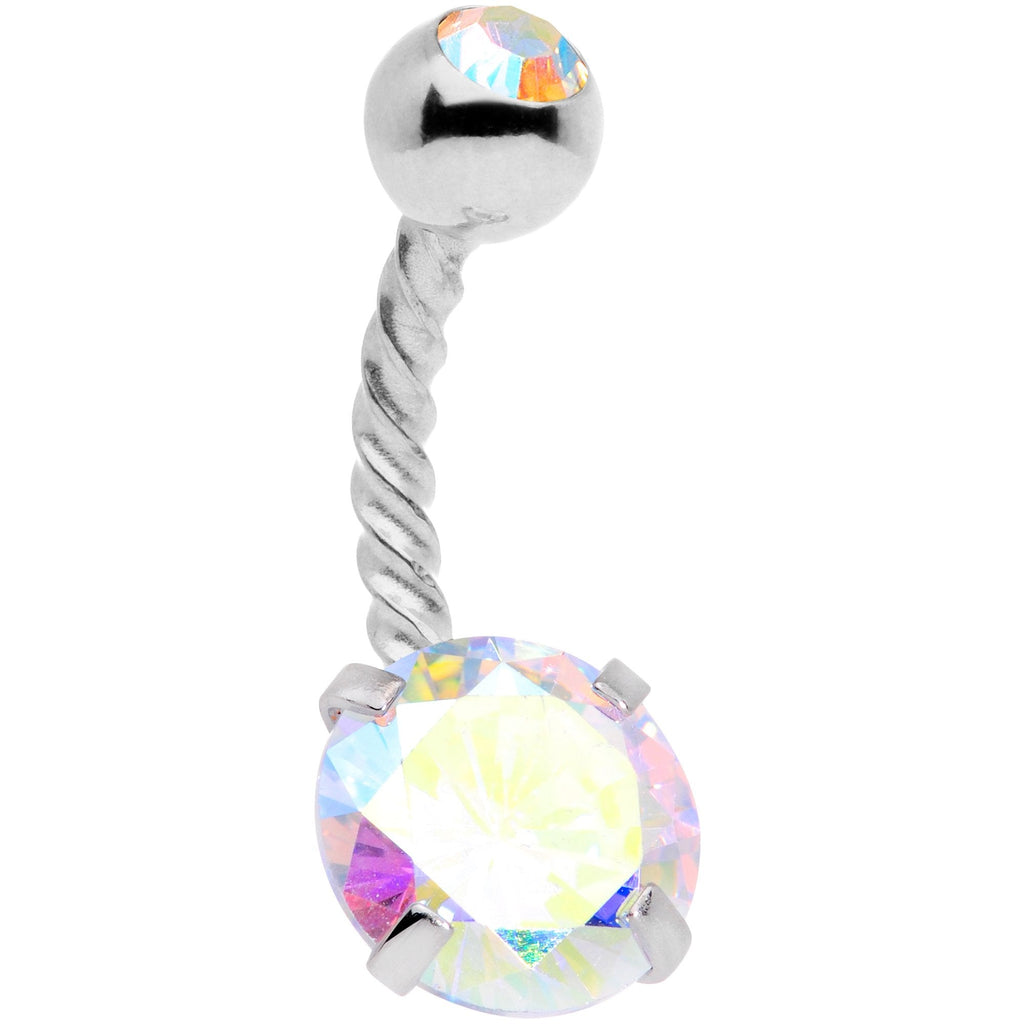 BodyCandy Aurora Gem White Faux Opal Disco Ball Twisted Belly Ring Set of 3 — branding close-up
