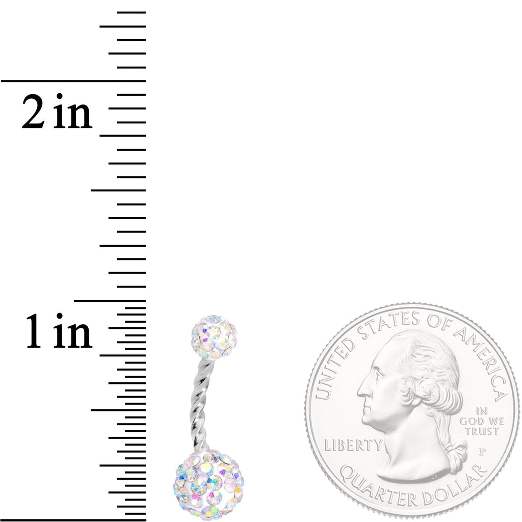BodyCandy Aurora Gem White Faux Opal Disco Ball Twisted Belly Ring Set of 3 — alternate view