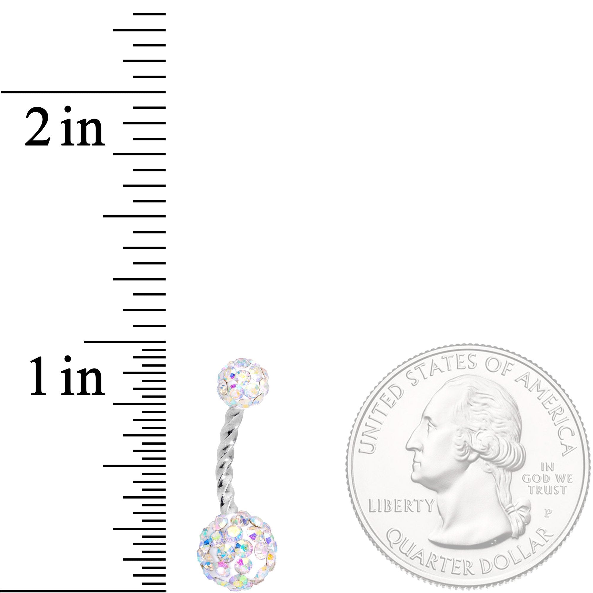 BodyCandy Aurora Gem White Faux Opal Disco Ball Twisted Belly Ring Set of 3 — alternate view
