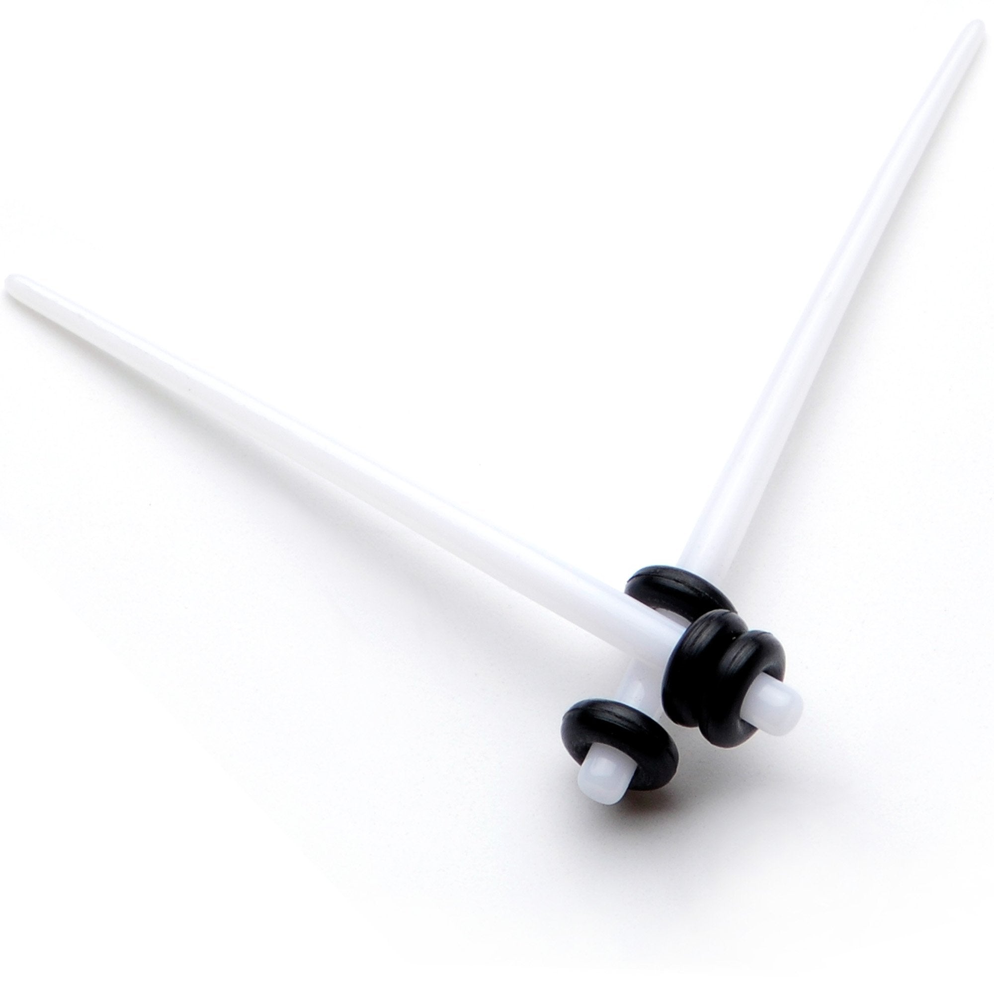 BodyCandy White Acrylic Straight Taper Set Available in Sizes  14G to 00G — alternate view