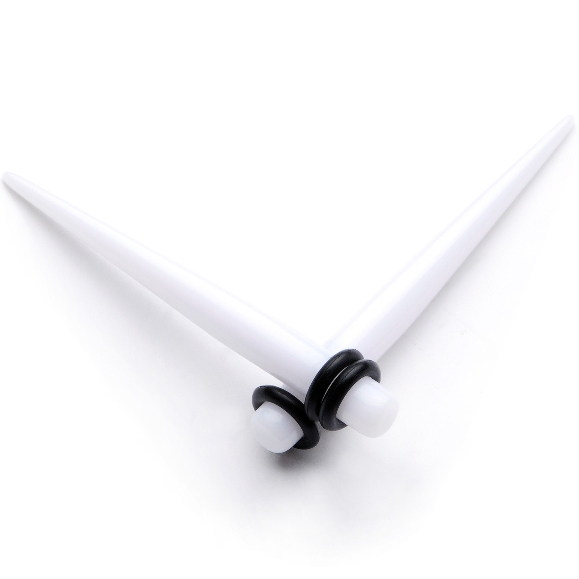 BodyCandy White Acrylic Straight Taper Set Available in Sizes  14G to 00G — texture detail