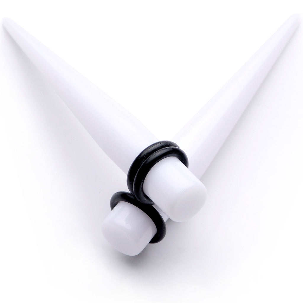 BodyCandy White Acrylic Straight Taper Set Available in Sizes  14G to 00G — main product shot