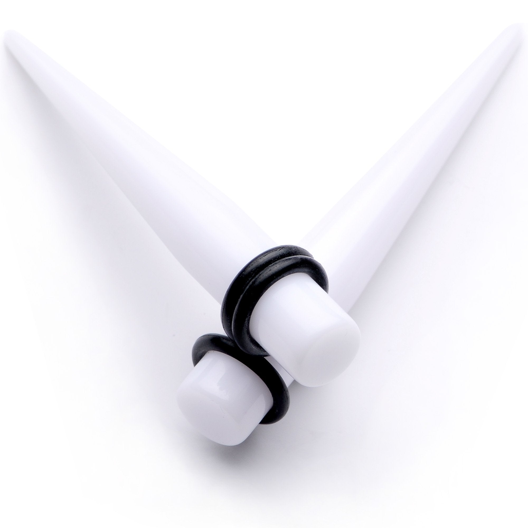 BodyCandy White Acrylic Straight Taper Set Available in Sizes  14G to 00G — main product shot