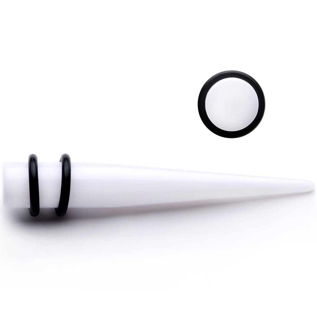 BodyCandy White Acrylic Straight Taper Set Available in Sizes  14G to 00G — lifestyle context