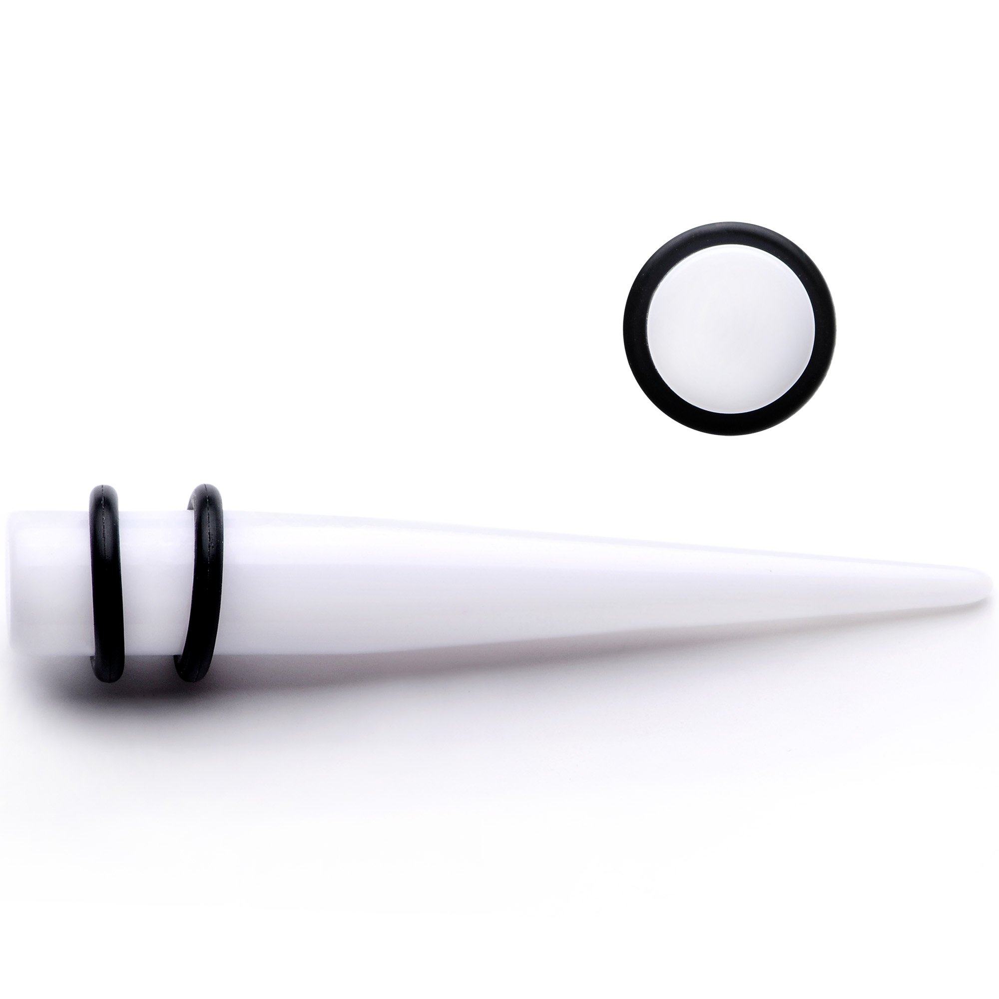 BodyCandy White Acrylic Straight Taper Set Available in Sizes  14G to 00G — lifestyle context