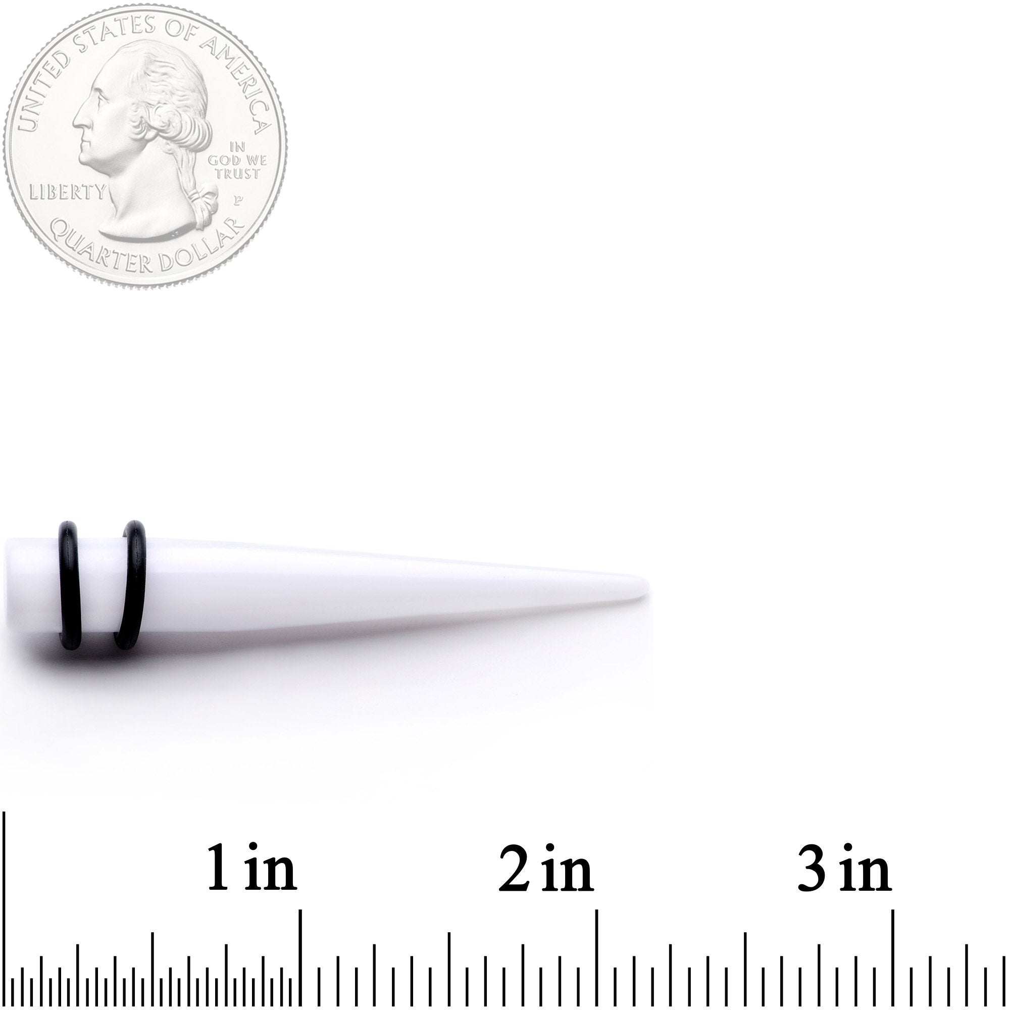 BodyCandy White Acrylic Straight Taper Set Available in Sizes  14G to 00G — branding close-up