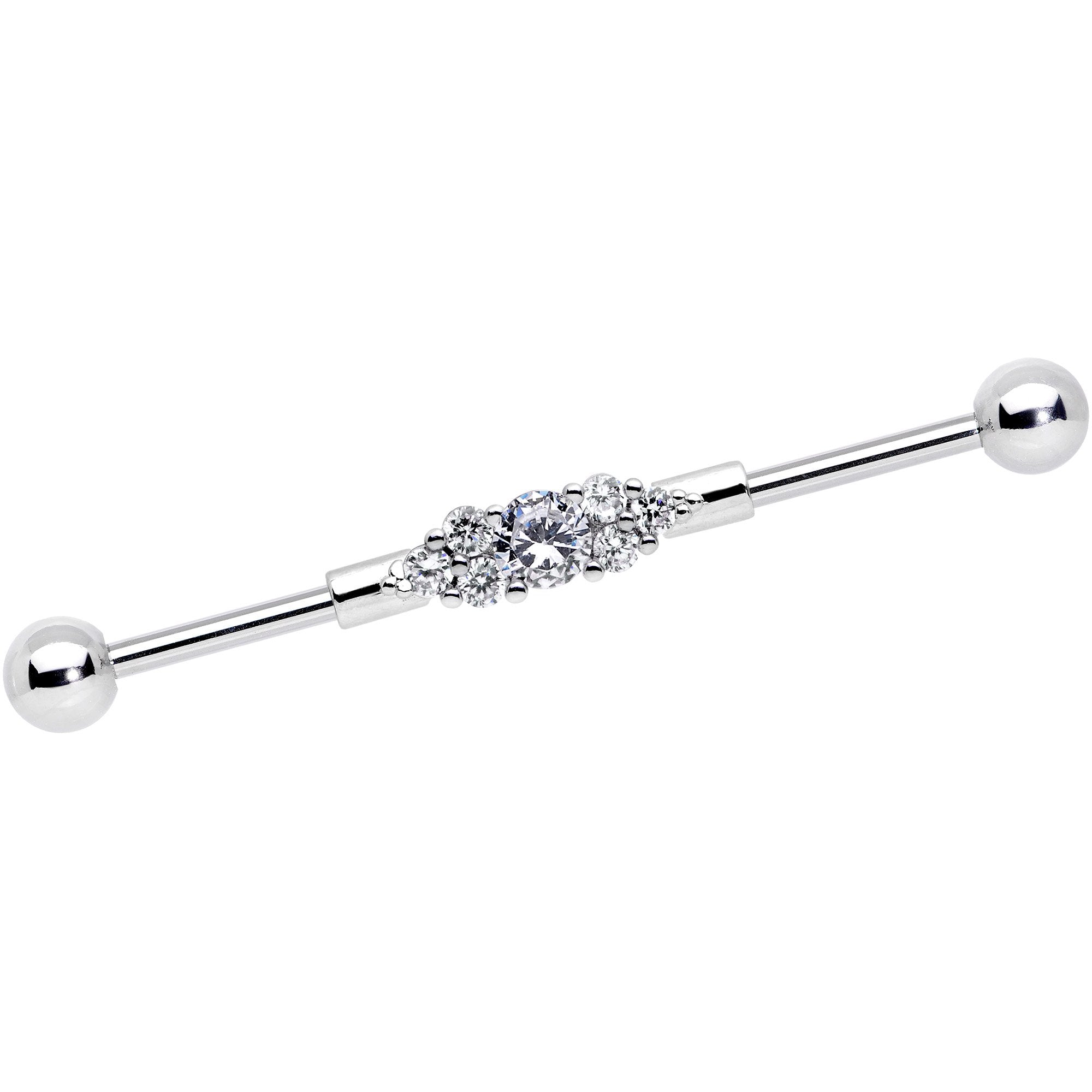 BodyCandy 14G Clear CZ Gem Fashionista Industrial Barbell 38mm — main product shot