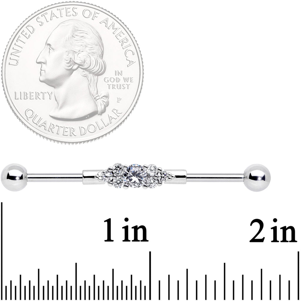BodyCandy 14G Clear CZ Gem Fashionista Industrial Barbell 38mm — detail close-up
