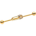 BodyCandy 14G Clear CZ Gem Gold Tone Safety Pin Industrial Barbell 38mm — main product shot