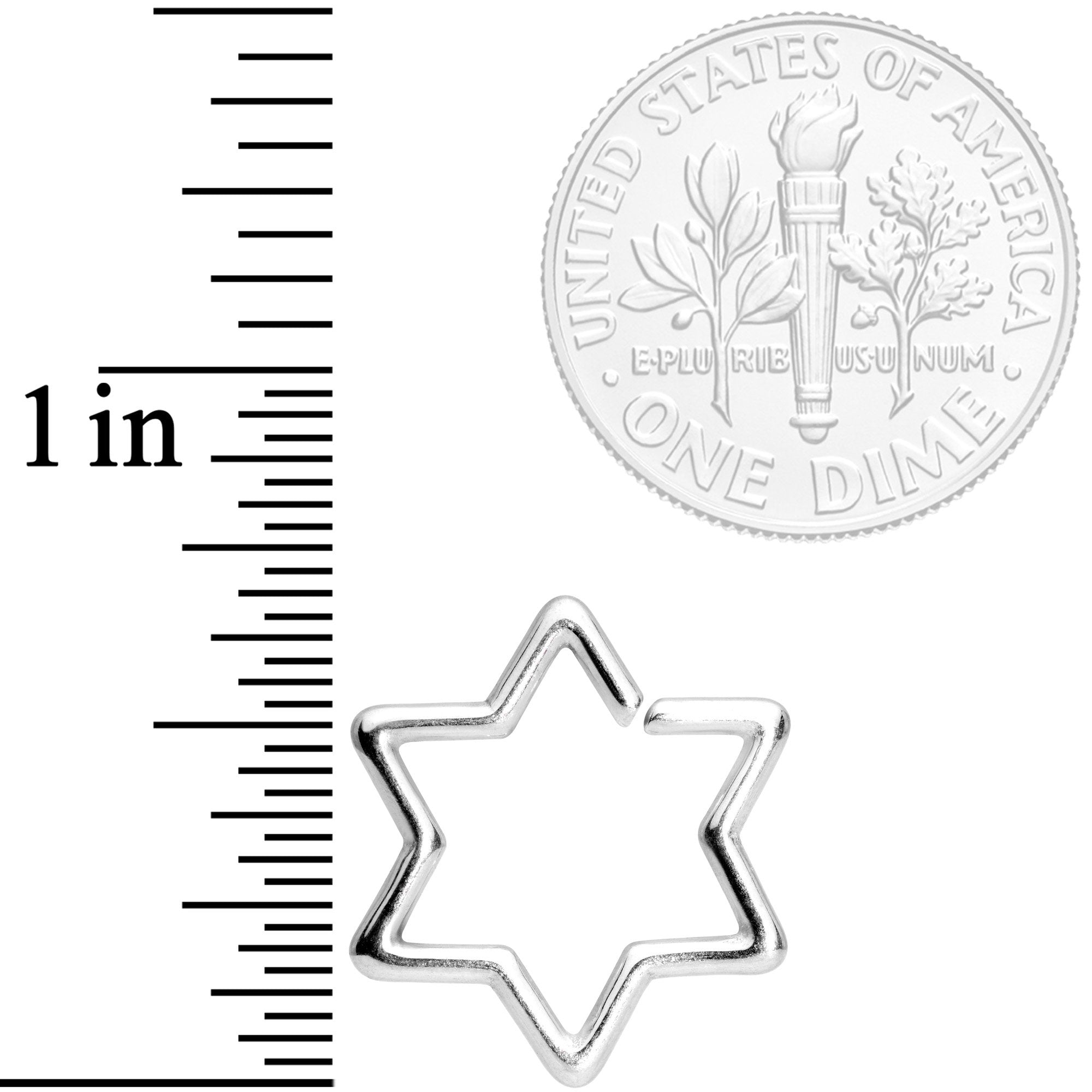 BodyCandy 16G 5/16 Hexagram Star of David Closure Ring — detail and construction