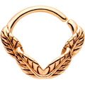 BodyCandy 16G 3/8 Rose Gold Tone Ring of Feathers Closure Ring — main product shot