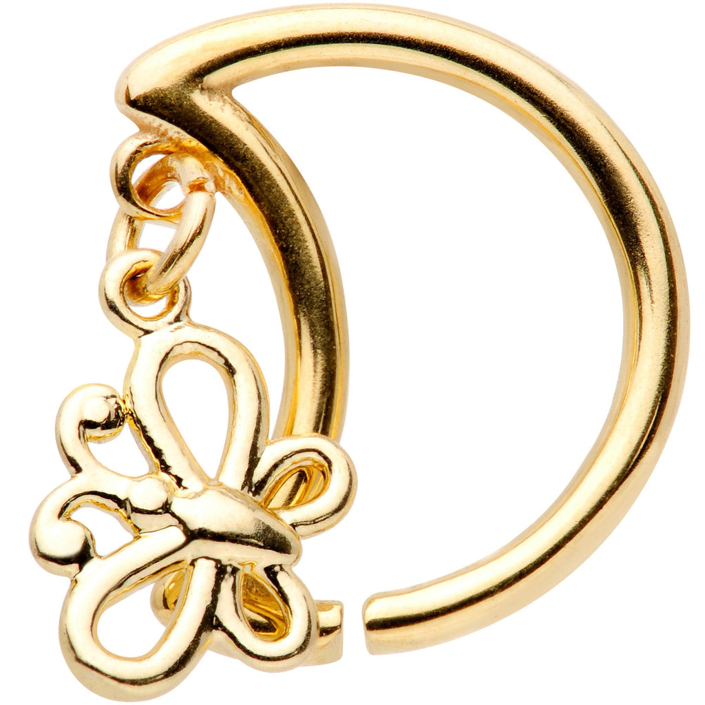 BodyCandy 16G 3/8 Gold Tone Crescent Moon Butterfly Right Ear Closure Ring — main product shot