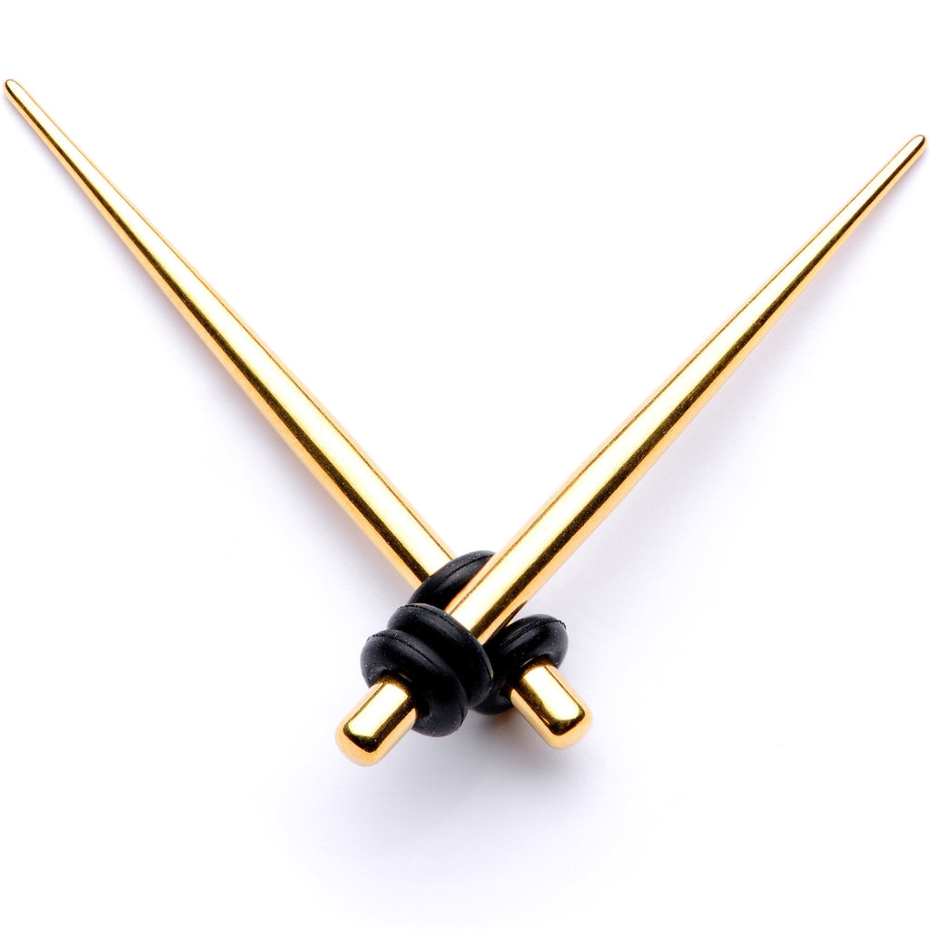 BodyCandy Gold Tone Anodized Straight Taper Set Available in Sizes  12G to 00G — alternate view