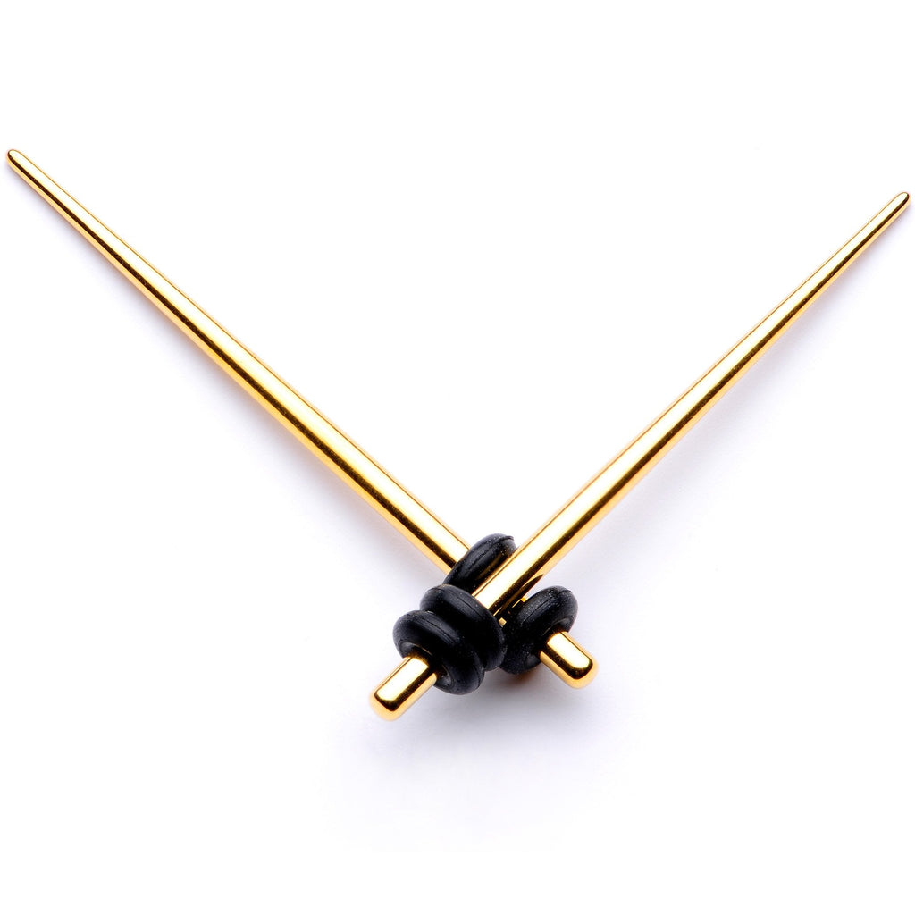 BodyCandy Gold Tone Anodized Straight Taper Set Available in Sizes  12G to 00G — packaging or label