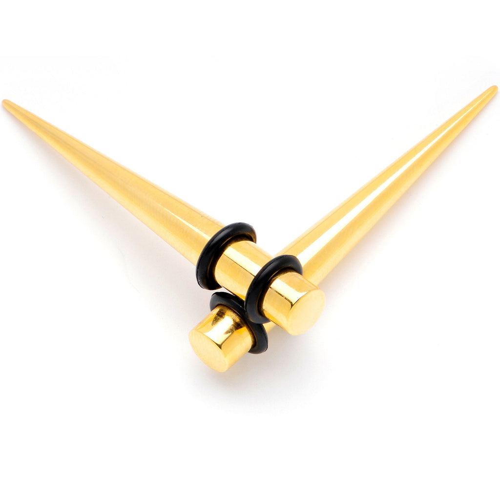 BodyCandy Gold Tone Anodized Straight Taper Set Available in Sizes  12G to 00G — main product shot