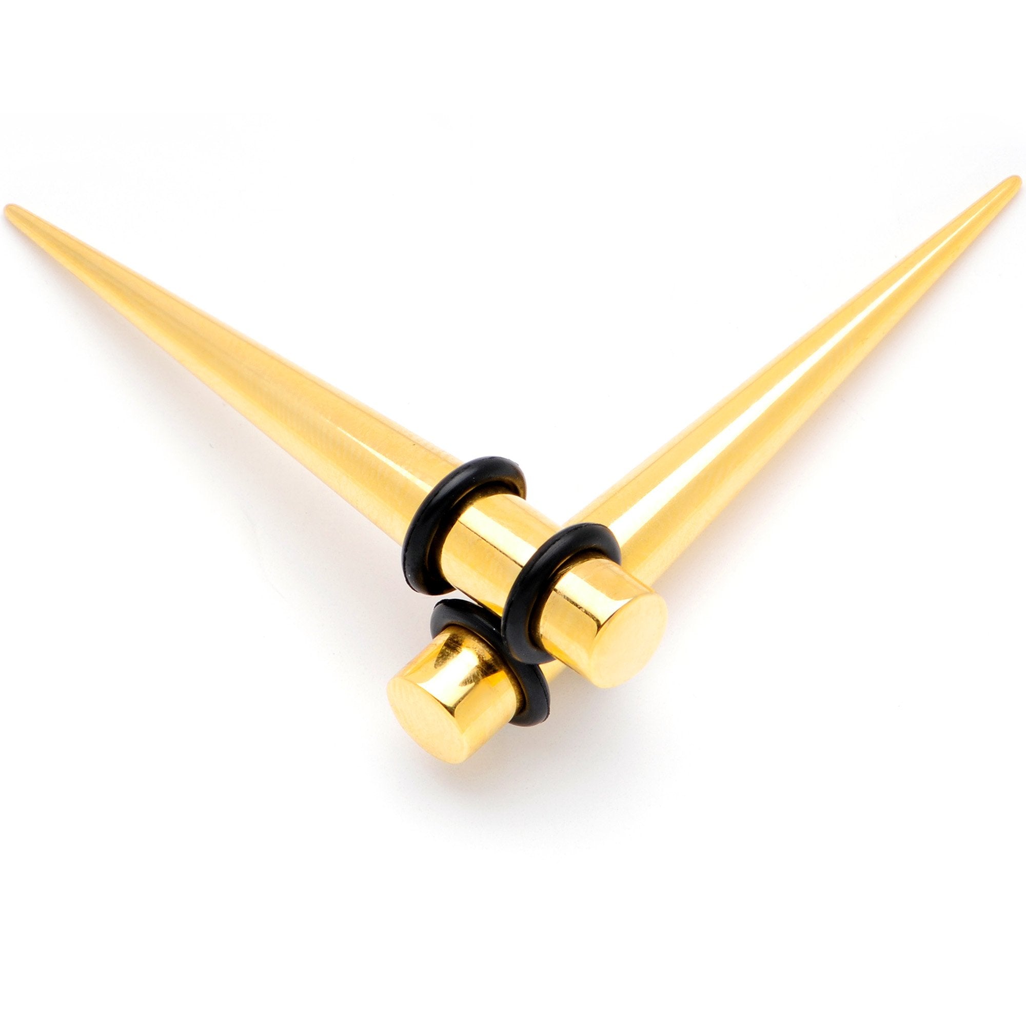 BodyCandy Gold Tone Anodized Straight Taper Set Available in Sizes  12G to 00G — main product shot
