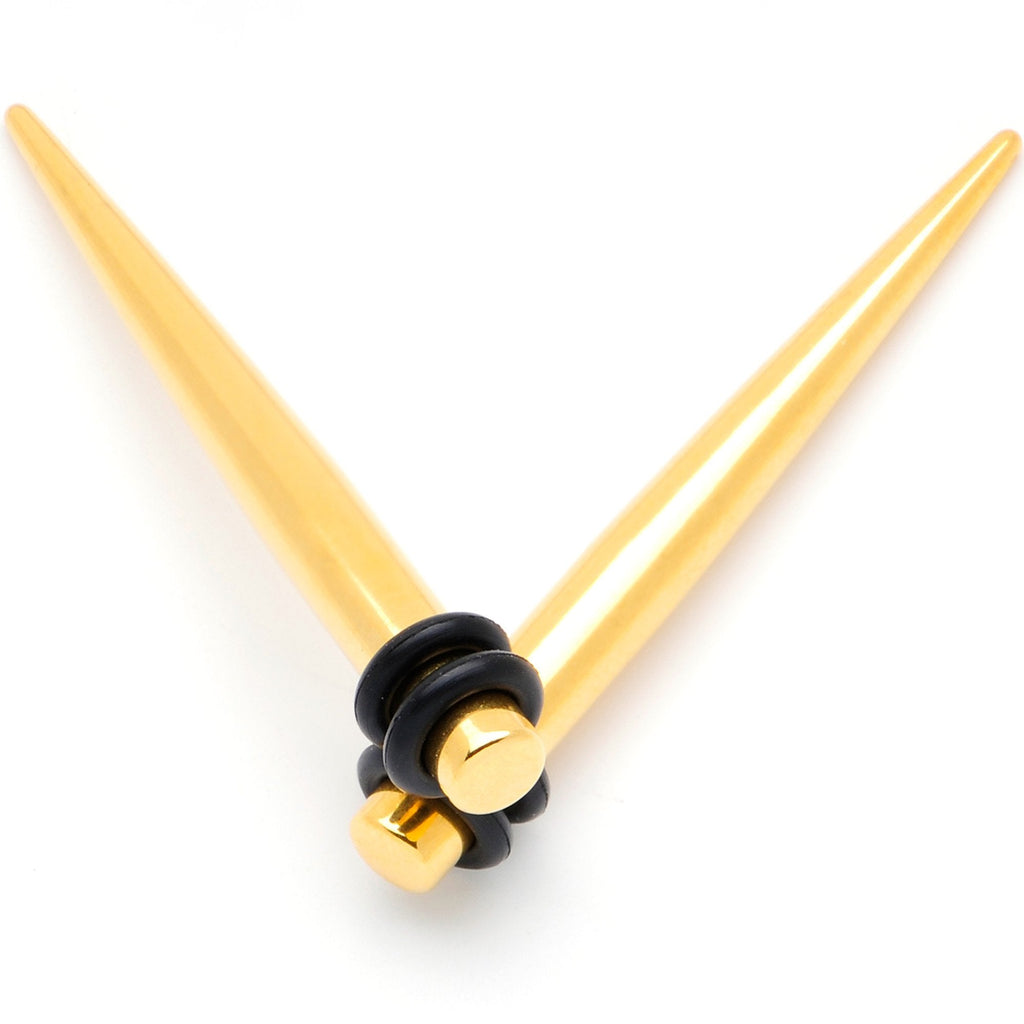 BodyCandy Gold Tone Anodized Straight Taper Set Available in Sizes  12G to 00G — texture detail