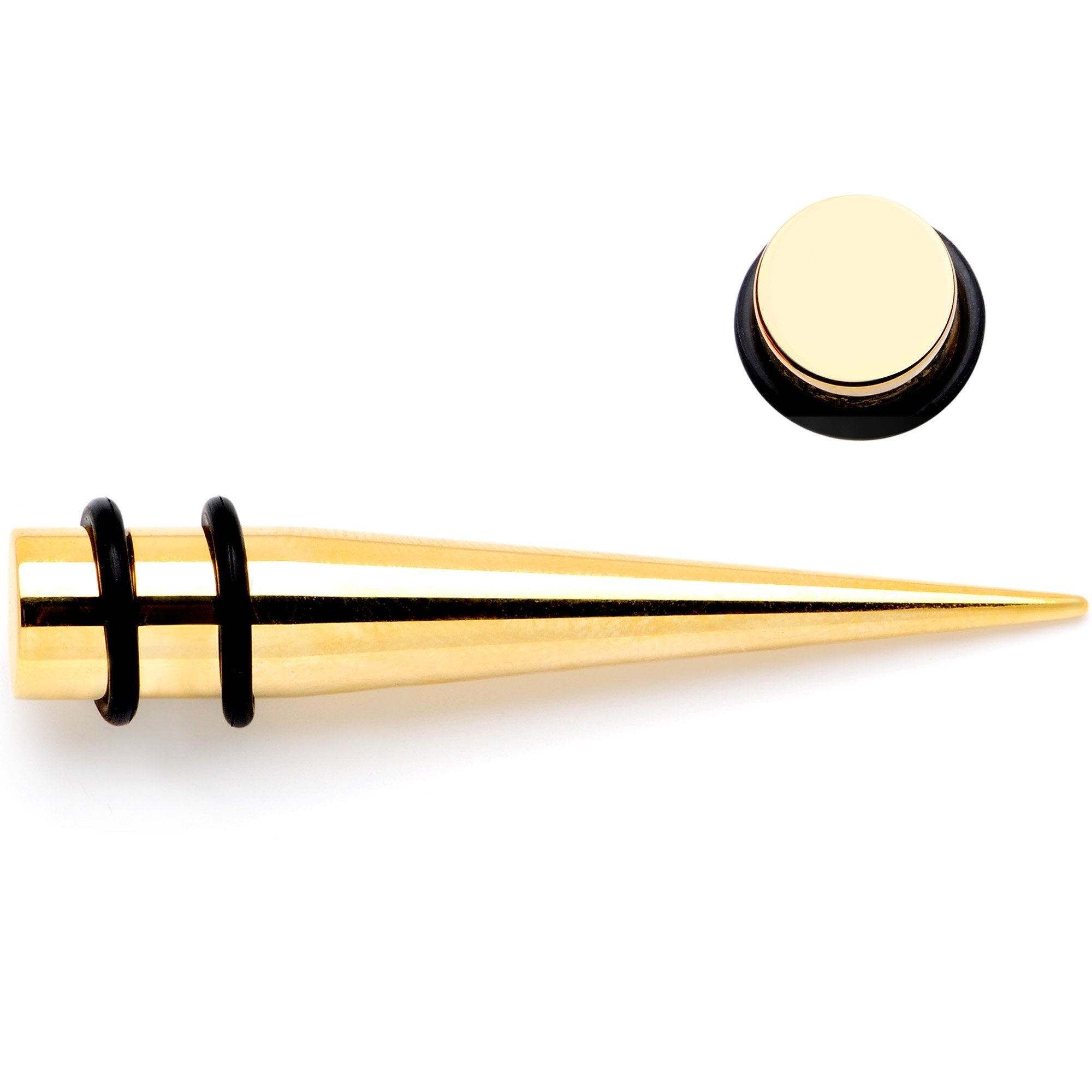 BodyCandy Gold Tone Anodized Straight Taper Set Available in Sizes  12G to 00G — lifestyle context