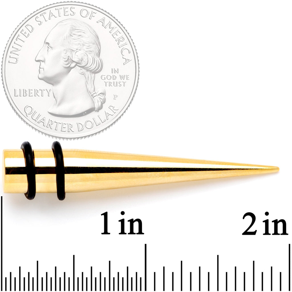 BodyCandy Gold Tone Anodized Straight Taper Set Available in Sizes  12G to 00G — branding close-up