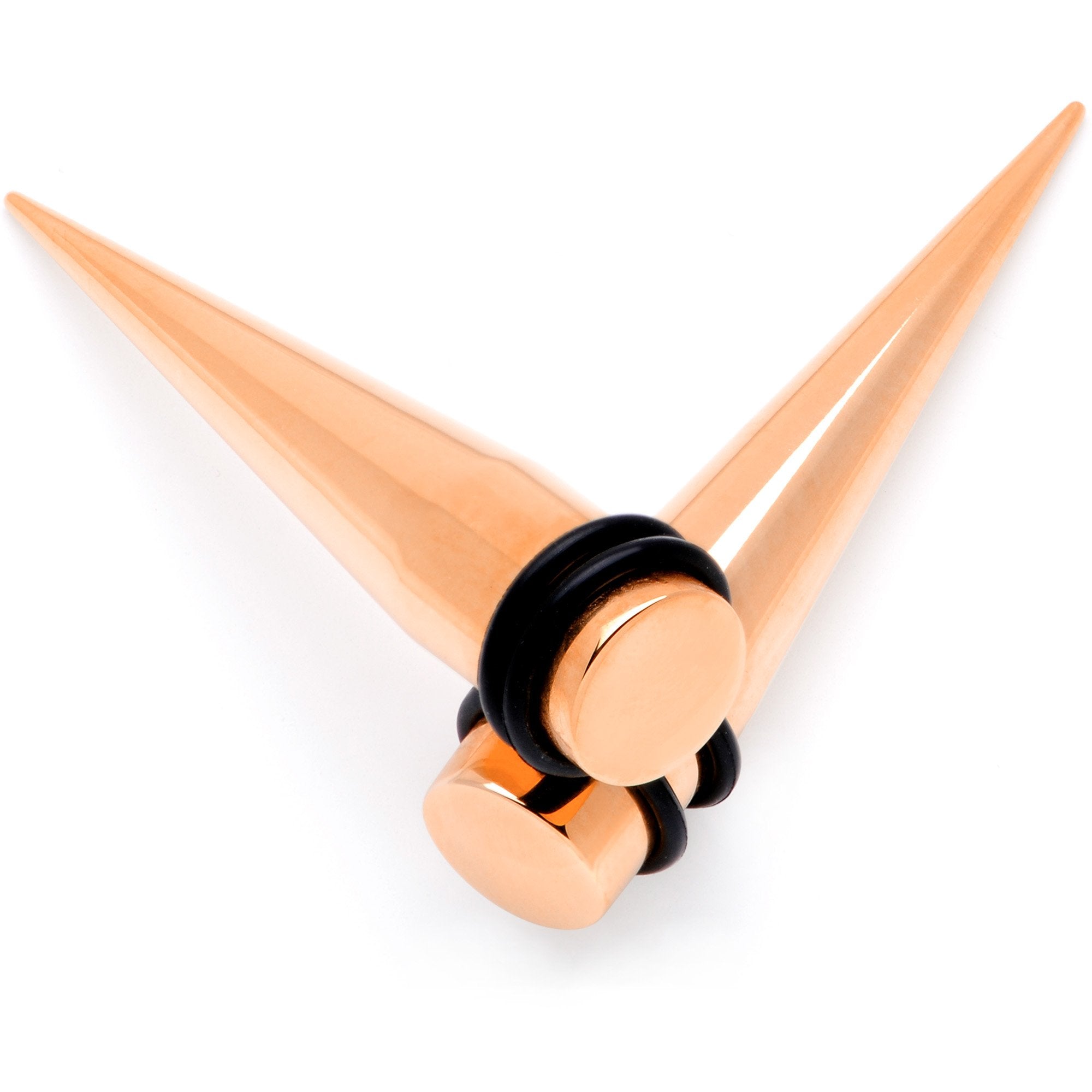 BodyCandy Rose Gold Tone Anodized Straight Taper Set Available in Sizes  14G to 00G — lifestyle context