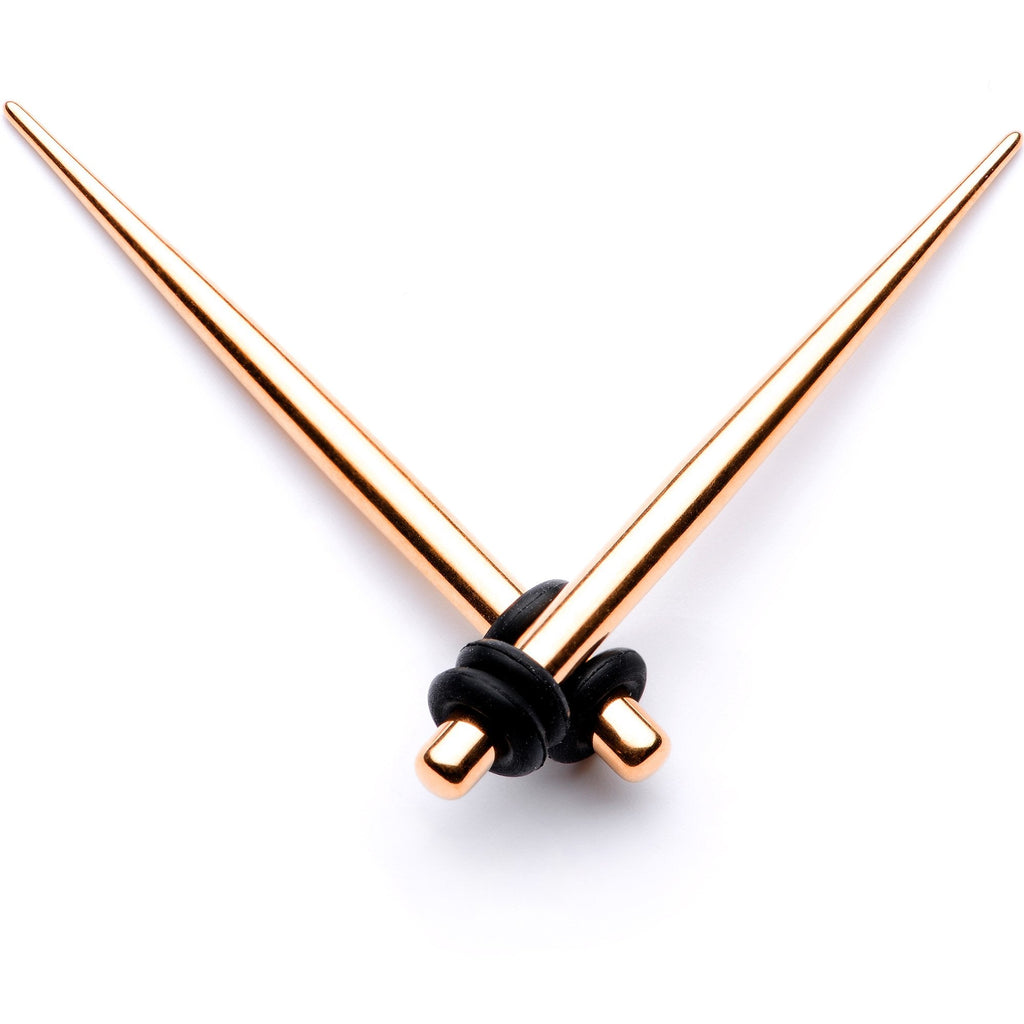 BodyCandy Rose Gold Tone Anodized Straight Taper Set Available in Sizes  14G to 00G — packaging or label
