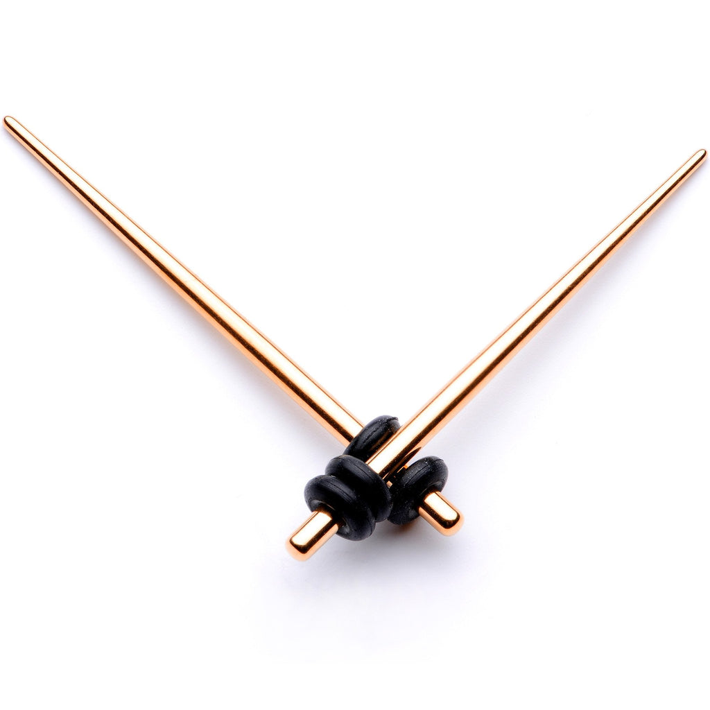 BodyCandy Rose Gold Tone Anodized Straight Taper Set Available in Sizes  14G to 00G — alternate view
