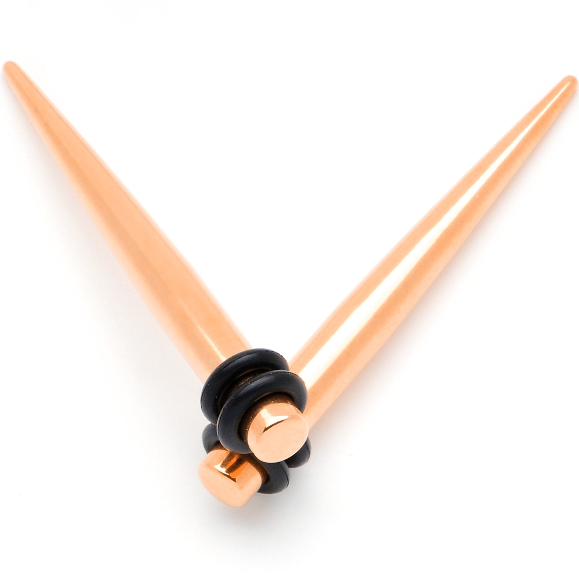 BodyCandy Rose Gold Tone Anodized Straight Taper Set Available in Sizes  14G to 00G — texture detail