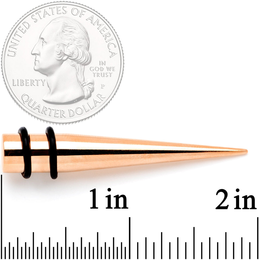 BodyCandy Rose Gold Tone Anodized Straight Taper Set Available in Sizes  14G to 00G — branding close-up