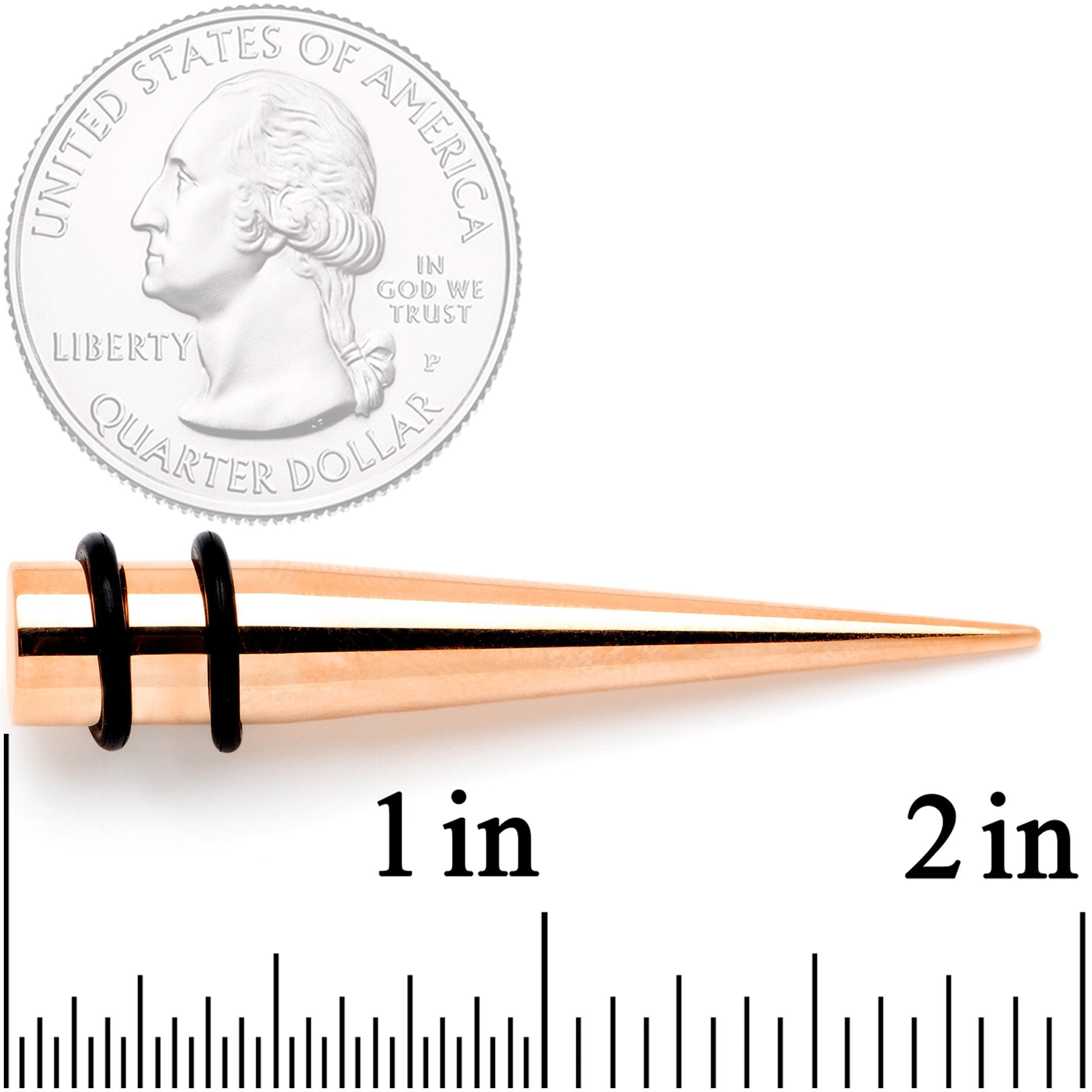 BodyCandy Rose Gold Tone Anodized Straight Taper Set Available in Sizes  14G to 00G — branding close-up