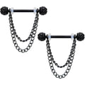 BodyCandy 14G Black Gem End Black Chain Dangle Nipple Ring Set — main product shot