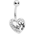 BodyCandy Clear Gem Dog Paw Print Heart Puppy Love Belly Ring — main product shot