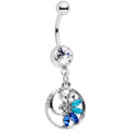 BodyCandy Blue Clear Gem Tropical Flower Swirl Dangle Belly Ring — main product shot