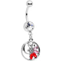 BodyCandy Red Clear Gem Tropical Flower Swirl Dangle Belly Ring — main product shot