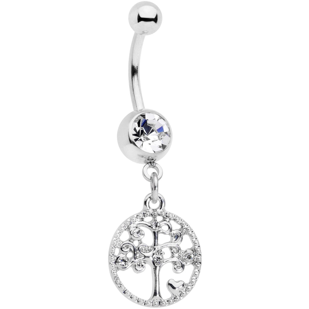 BodyCandy Clear Gem Love Tree of Life Dangle Belly Ring — main product shot