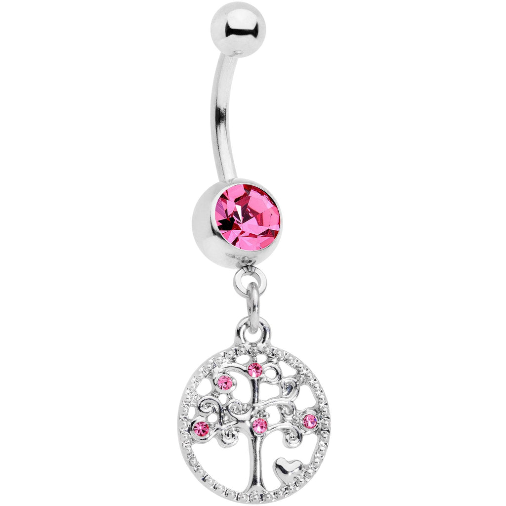 BodyCandy Pink Gem Love Tree of Life Dangle Belly Ring — main product shot
