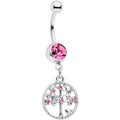 BodyCandy Pink Gem Love Tree of Life Dangle Belly Ring — main product shot