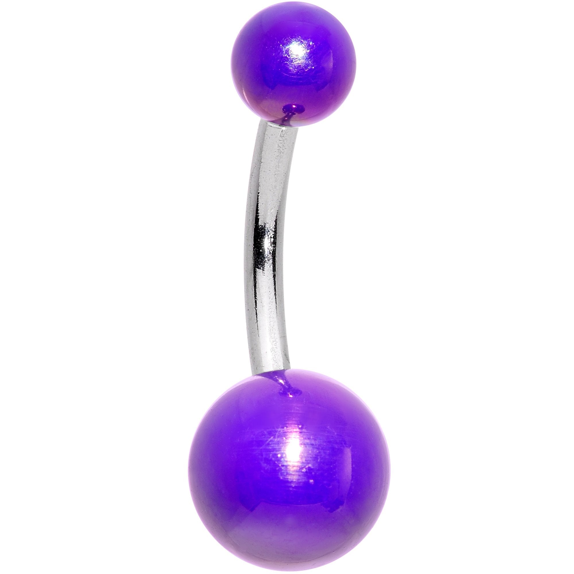 BodyCandy Clear Aurora Gem Purple Pearlescent Fashion Belly Ring Set of 3 — branding close-up