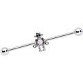 BodyCandy 14G White Faux Opal Rock Out Robot Industrial Barbell 38mm — main product shot