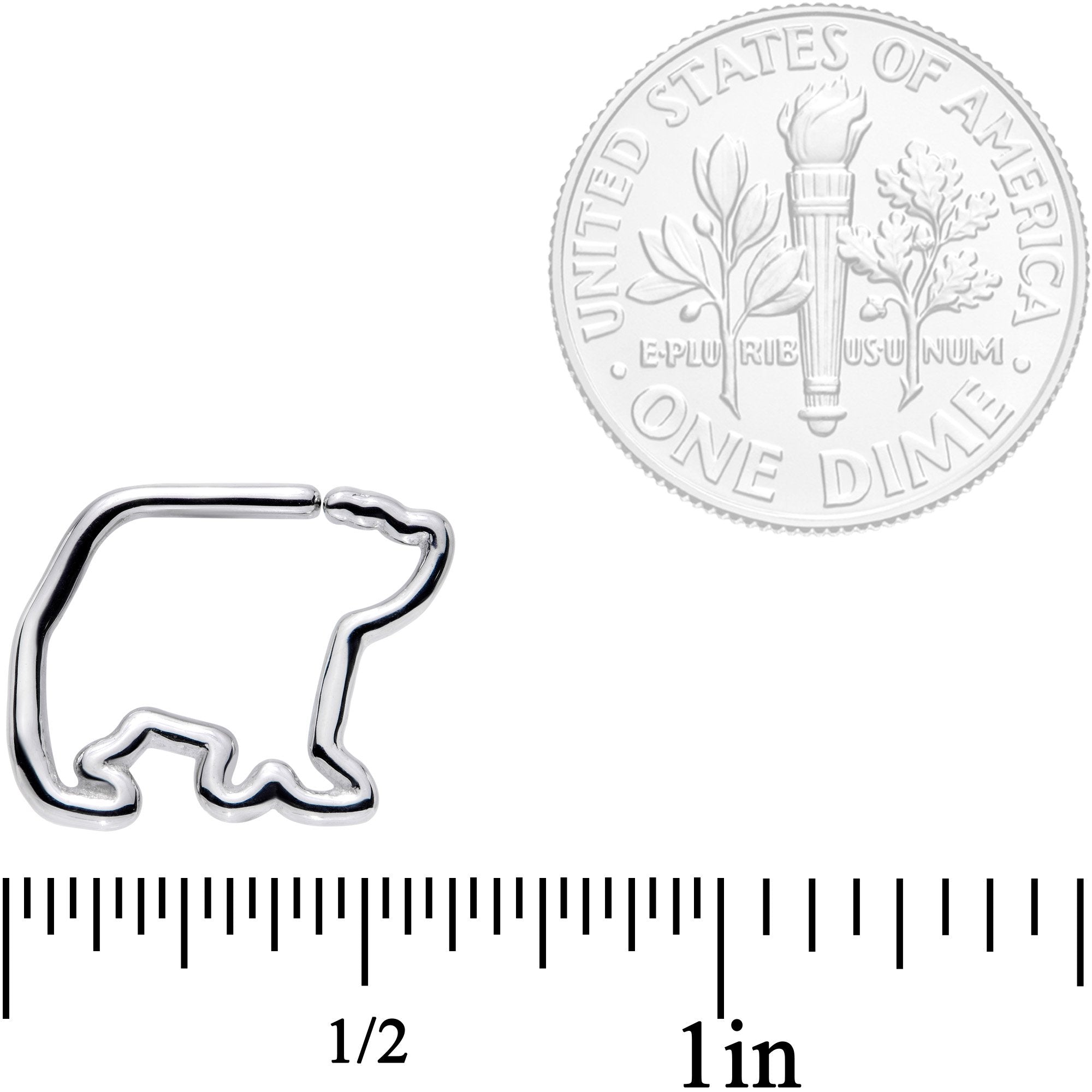 BodyCandy 16G 5/16 Polar Bear Closure Ring — detail close-up