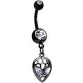 BodyCandy Clear CZ Gem Black Openwork Alien Dangle Belly Ring — main product shot