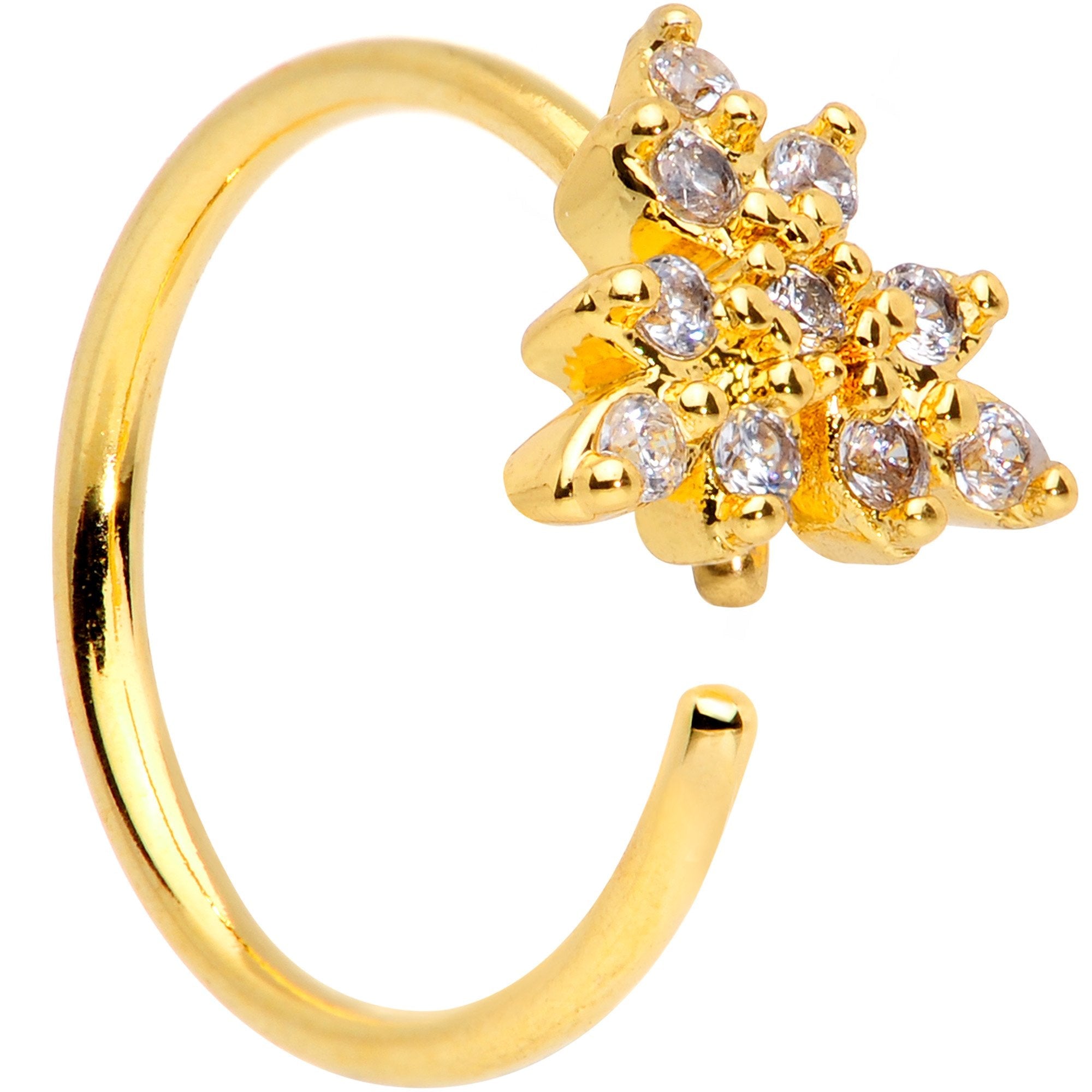 BodyCandy 20G 5/16 Clear CZ Gem Gold Plated Tiny Triangle Nose Hoop — main product shot